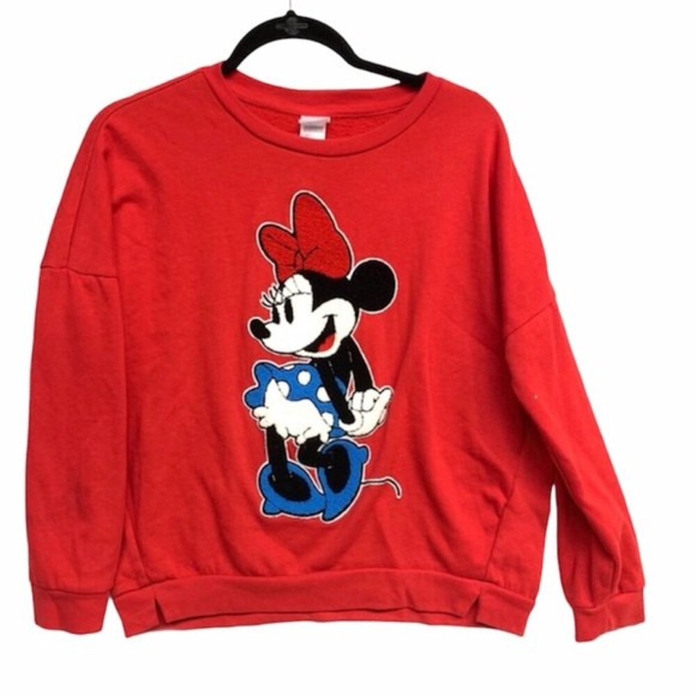 DISNEY pullover sweatshirt womens Red Minnie Mouse large